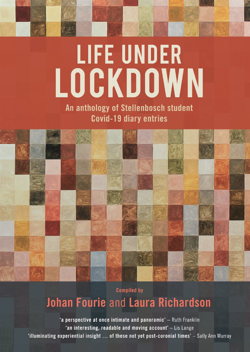 Life under Lockdown cover – a grid of hand-painted coloured squares, the painting Atlas by Klara-Marie den Heijer